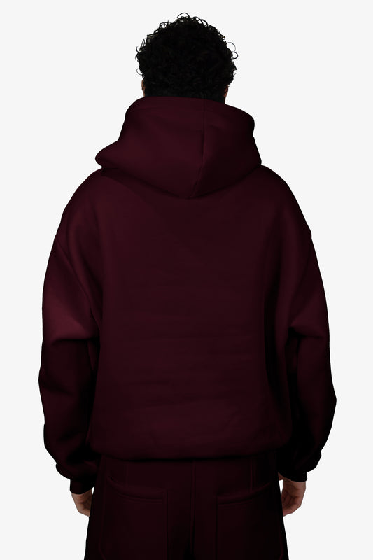 Diamond Zip-Up Hoodie - Bordeaux