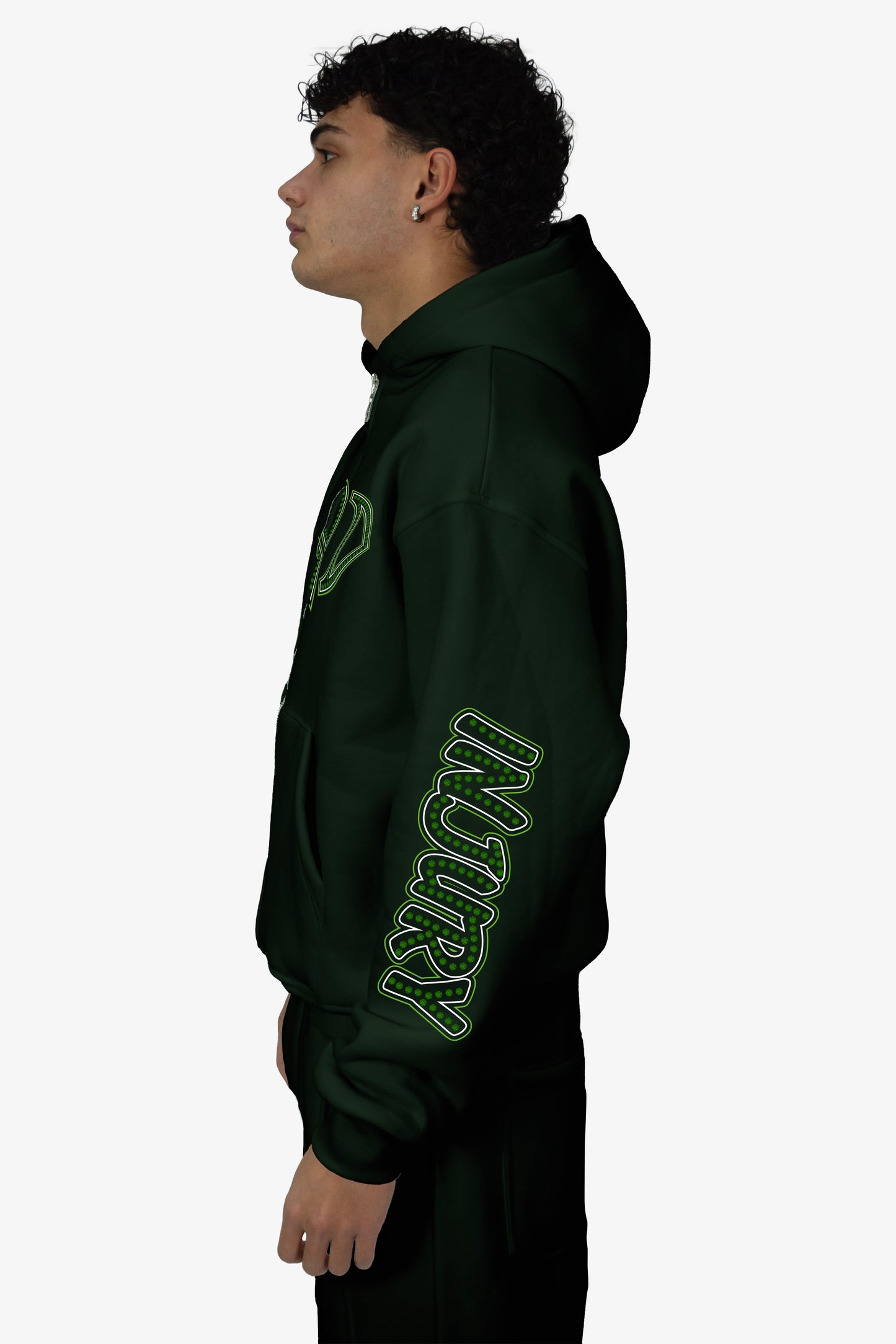 Diamond Zip-Up Hoodie - Green