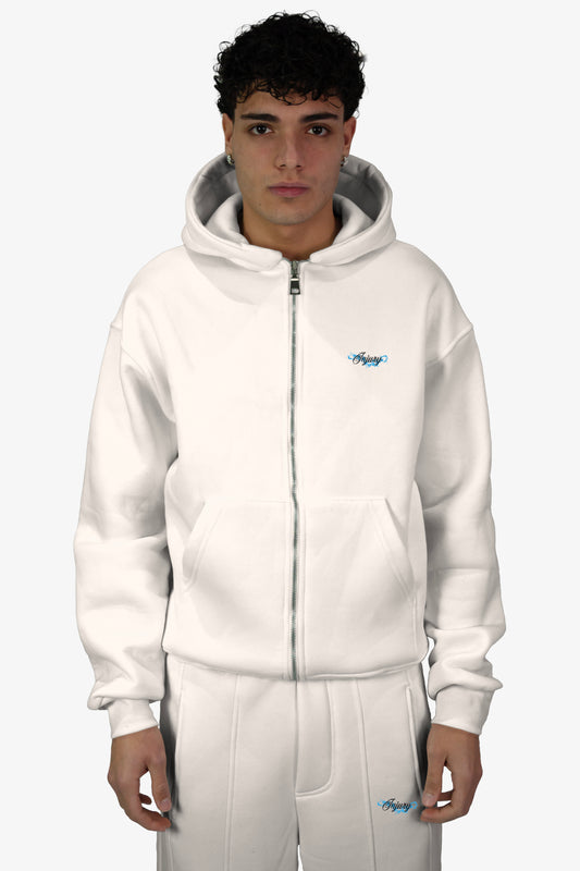 Wired Zip-Up Hoodie - White