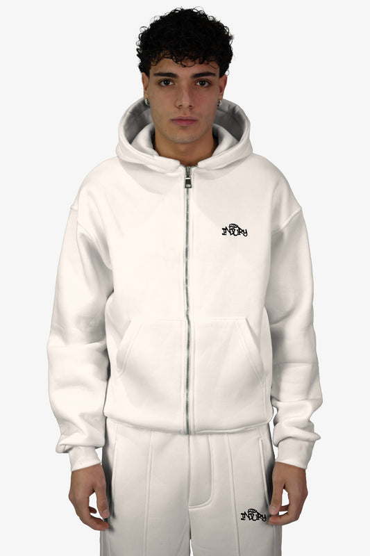 Box Logo Zip-Up Hoodie - White