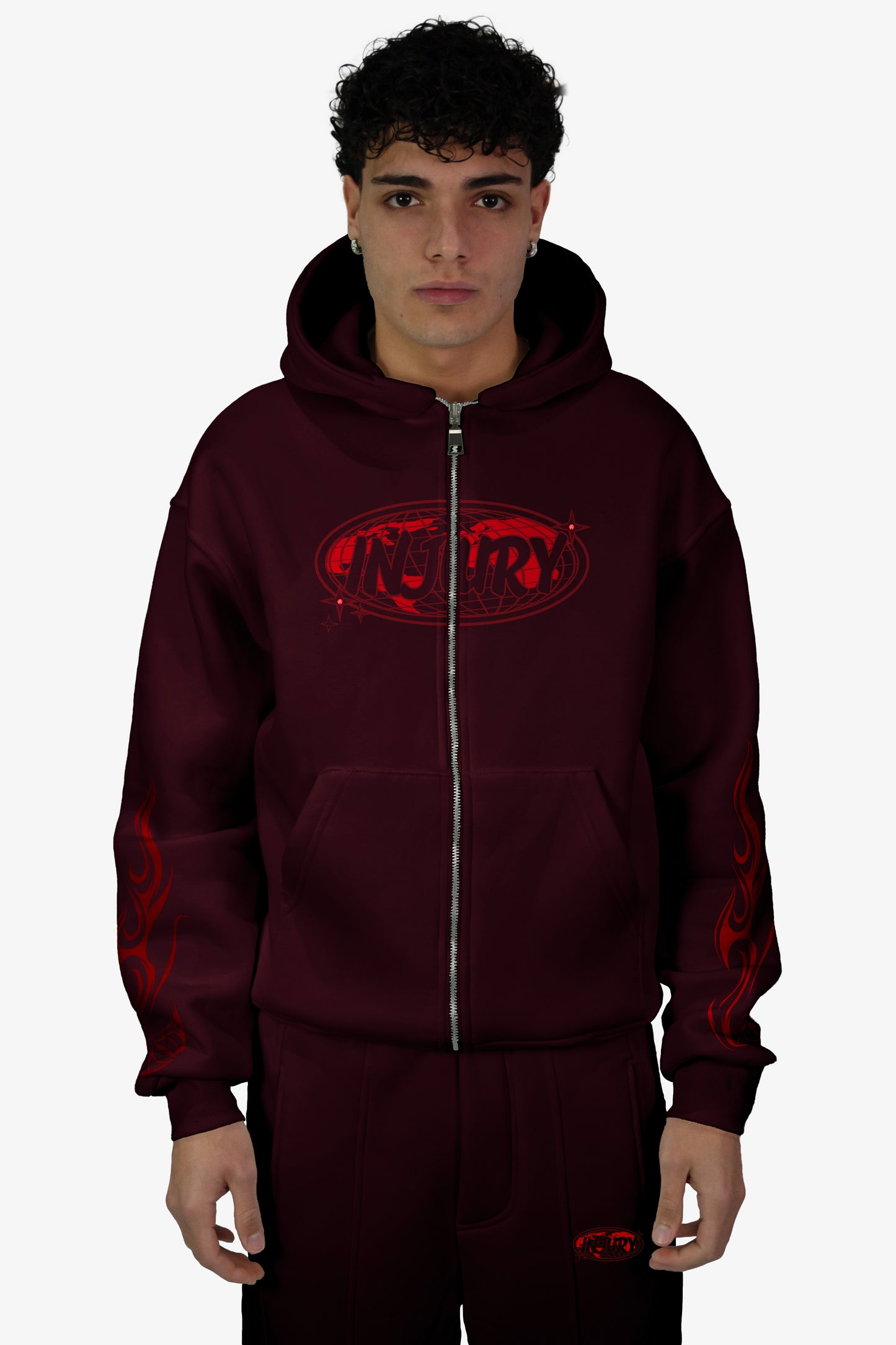 World Zip-up Hoodie - Bordeaux