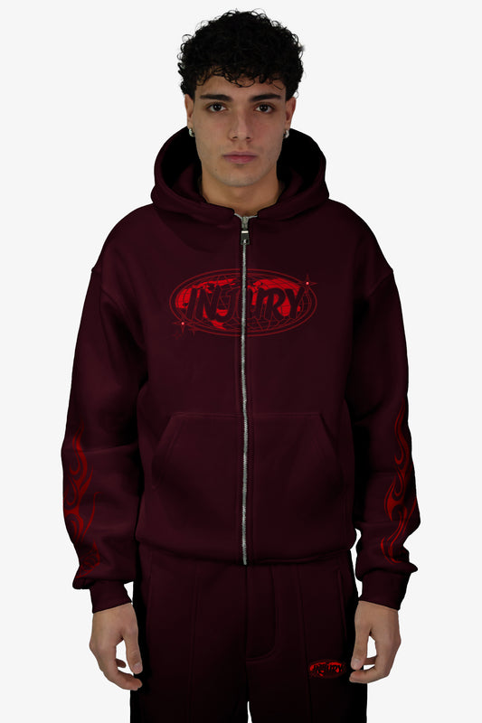 World Zip-up Hoodie - Bordeaux