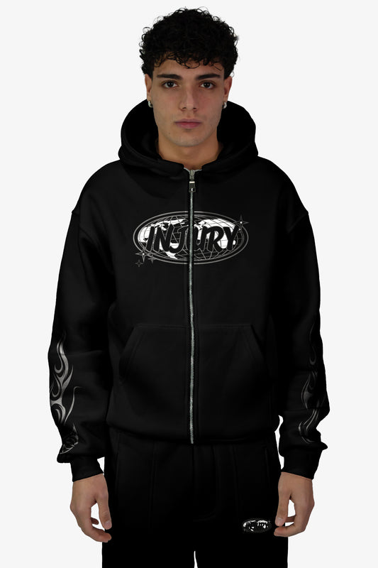 World Zip-up Hoodie - Black