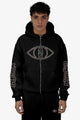 Diamond Zip-Up Hoodie - Black