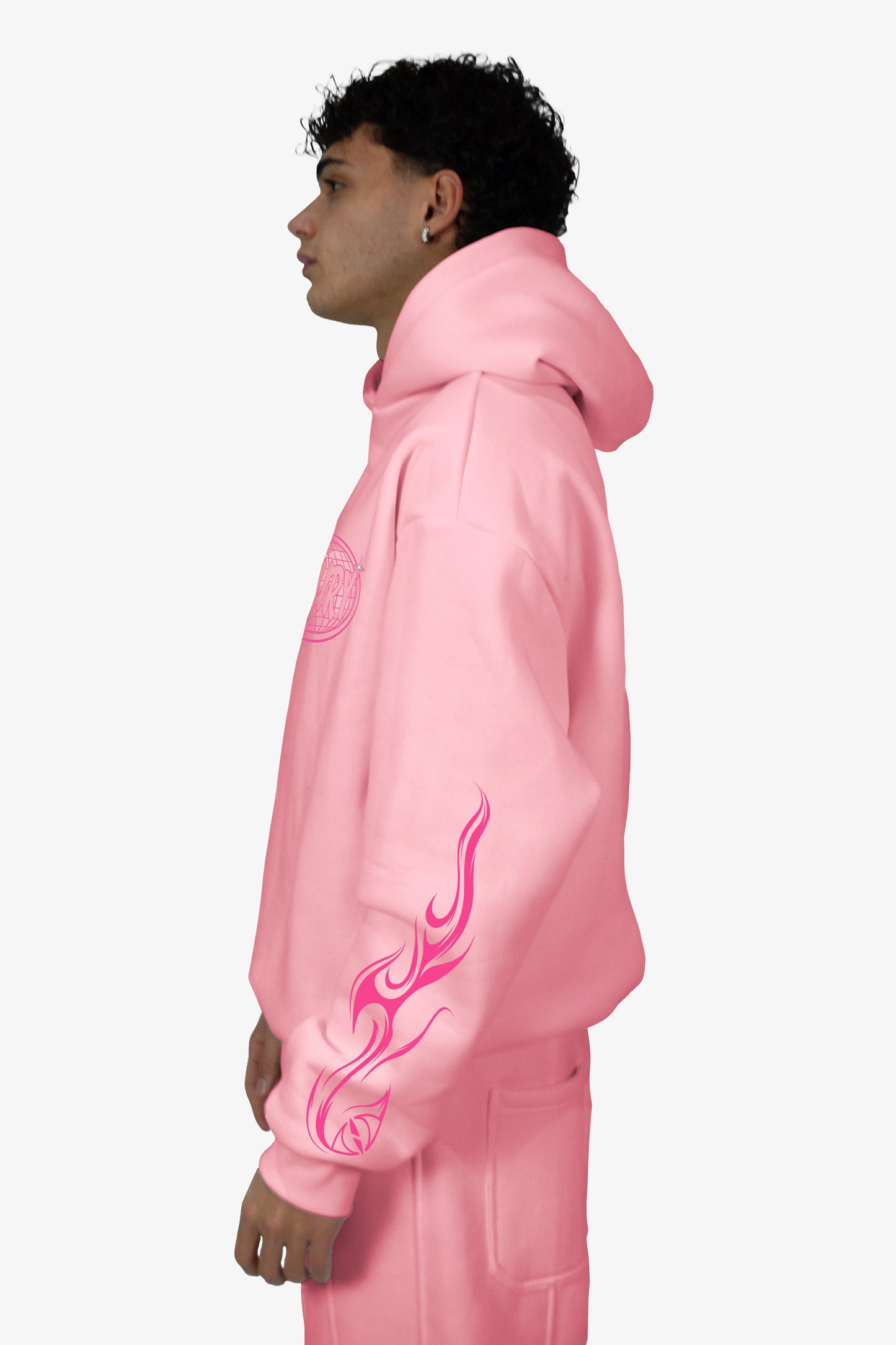 World Boxy Hoodie - Baby Pink