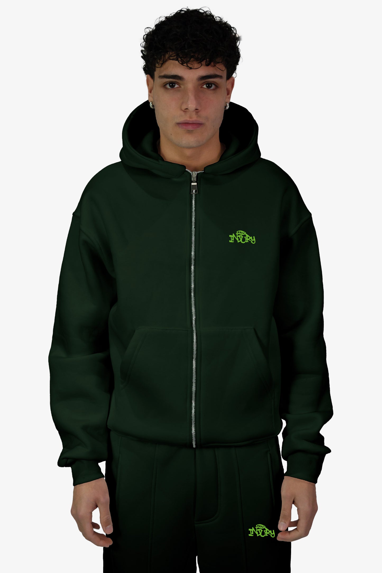 Box Logo Zip-Up Hoodie - Green
