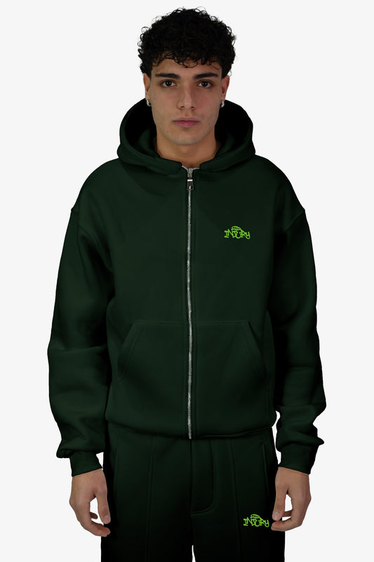 Box Logo Zip-Up Hoodie - Green